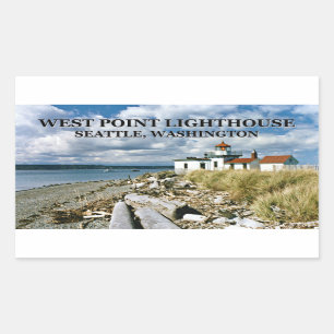 Adesivo Retangular Farol de West Point, Seattle Washington