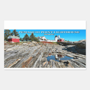 Adesivo Retangular Farol do ponto de Pemaquid, Maine