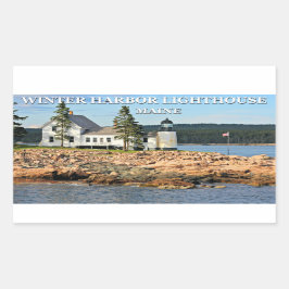 Adesivo Retangular Farol do Porto de inverno, Maine