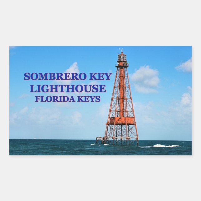 Adesivo Retangular Farol Sombrero Key, Flórida Keys Stickers (Frente)
