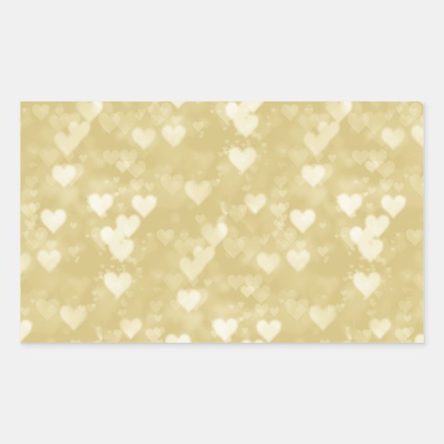 Adesivo Retangular Faux Gold Foil Heart Background Heart Bokeh (Frente)