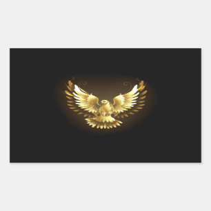 Adesivo Retangular Faux Gold Foil Peace Dove em Preto
