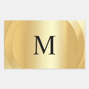 Adesivo Retangular Faux personalizado de Modelo, monograma e elegante
