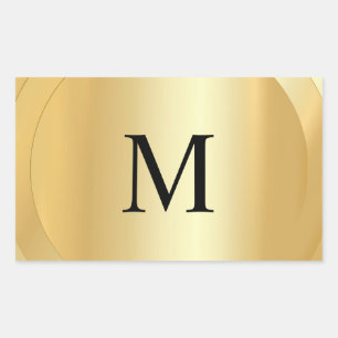 Adesivo Retangular Faux personalizado do Modelo de monograma Dourado
