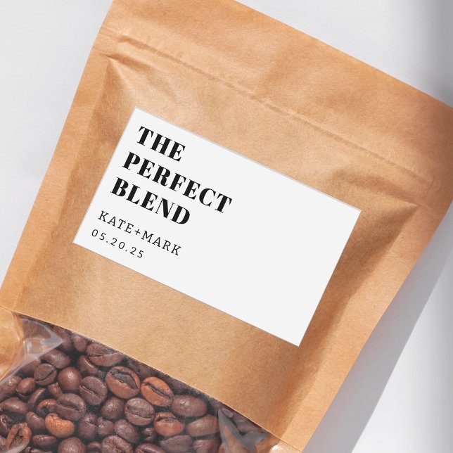 Adesivo Retangular Favor de Café de Casamento Moderno The Perfect Ble (Criador carregado)
