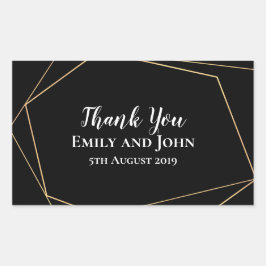 Adesivo Retangular Favor de Casamento das Linhas Geométricas Douradas