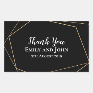 Adesivo Retangular Favor de Casamento das Linhas Geométricas Douradas