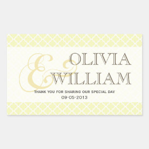 Adesivo Retangular Favor marroquino cinzento amarelo do casamento do