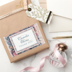 Adesivo Retangular Favor Maximalista De Casamento Gift Vintage Floral