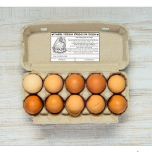 Adesivo Retangular Fazenda Manipulação fresca de ovos e instruções do