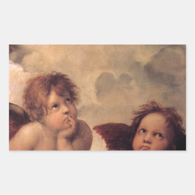 Adesivo Retangular fé angelical Raphael pintura antiga bênção (Frente)