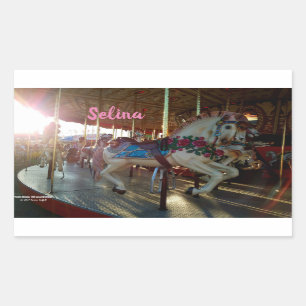 Adesivo Retangular Feira de Carrossel Feliz-Jovem Cavalo