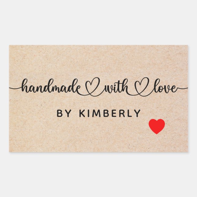 Adesivo Retangular Feita à mão com amor (Frente)