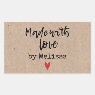 Adesivo Retangular Feito Com Love Kraft