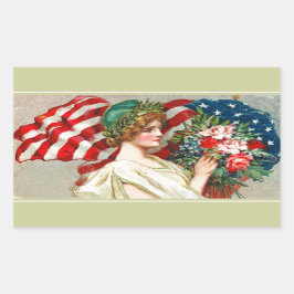 Adesivo Retangular Feliz 4 de julho. Vintage Patriotic Design