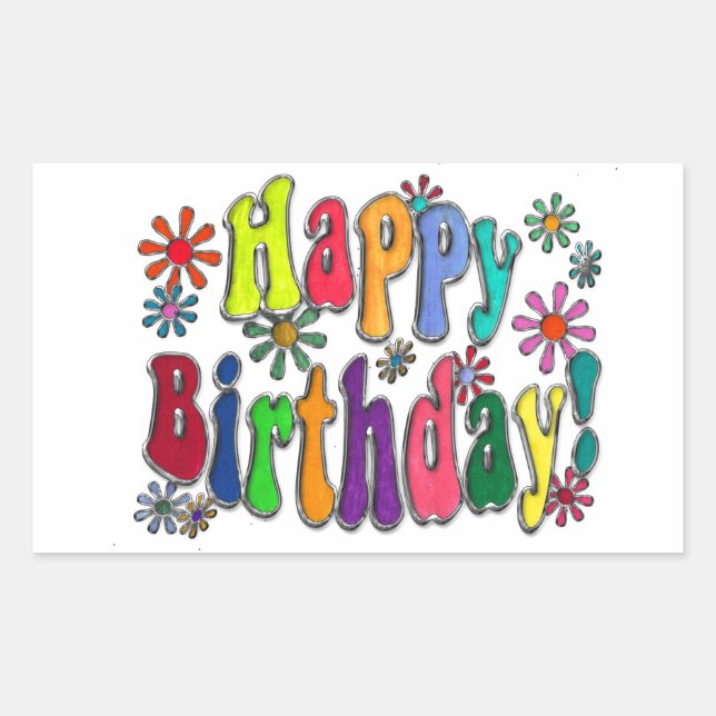 Adesivo Retangular Feliz aniversario (Frente)