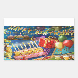 Adesivo Retangular Feliz aniversário