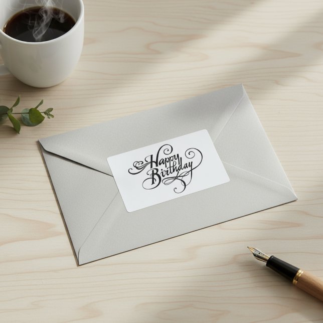 Adesivo Retangular Feliz aniversário (The perfect finish for your birthday envelopes.)