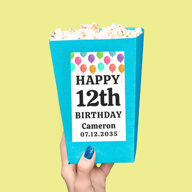 Adesivo Retangular Feliz Aniversário A Qualquer Idade População Perso (Happy Birthday Any Age Personalized Popcorn Rectangular Sticker
)