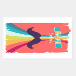 Adesivo Retangular Feliz aniversário do bigode