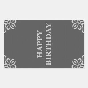 Adesivo Retangular feliz aniversario (elegantGreys)