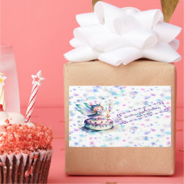 Adesivo Retangular Feliz aniversário Fada 01