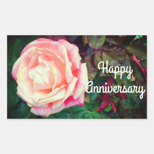 Adesivo Retangular Feliz Aniversário Gemini Rosa nº 1