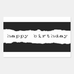 Adesivo Retangular feliz aniversario (papel rasgado)
