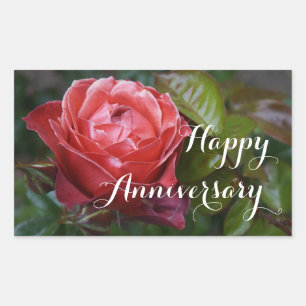 Adesivo Retangular Feliz Aniversário Rosa de Cacau Quente nº 2-2