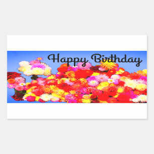 Adesivo Retangular Feliz Aniversário Várias Dahlias #2-3 Stickers