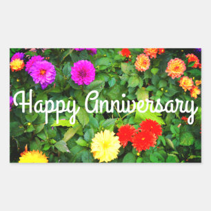 Adesivo Retangular Feliz Aniversário Vários Dahlias #1-2