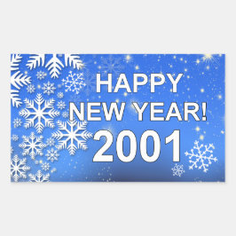 Adesivo Retangular Feliz ano novo Snowflakes 2001