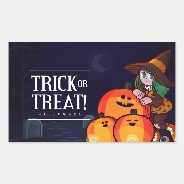 Adesivo Retangular Feliz Celebração de Halloween (Frente)