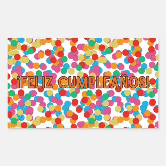 Adesivo Retangular Feliz cumpleaños, feliz aniversário espanhol (Frente)