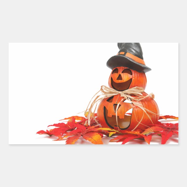 Adesivo Retangular Feliz Dia das Bruxas do Jack O Lanterna (Frente)