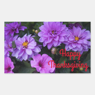 Adesivo Retangular Feliz Dia de Ação de Graças Dahlia Lilac & Petu