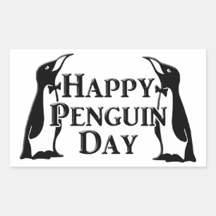 Adesivo Retangular Feliz Dia dos Pinguins