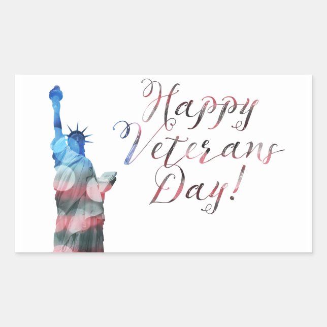 Adesivo Retangular Feliz Dia dos Veteranos (Bloco da Liberdade) (Frente)