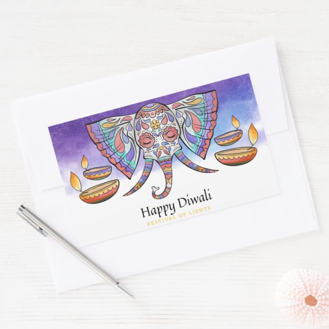 Adesivo Retangular Feliz Diwali (Envelope)