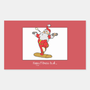 Adesivo Retangular Feliz exercício de Malhação Natal com Papais noeis
