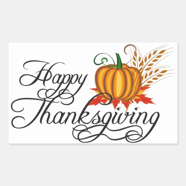 Adesivo Retangular Feliz Graças - (Frente)