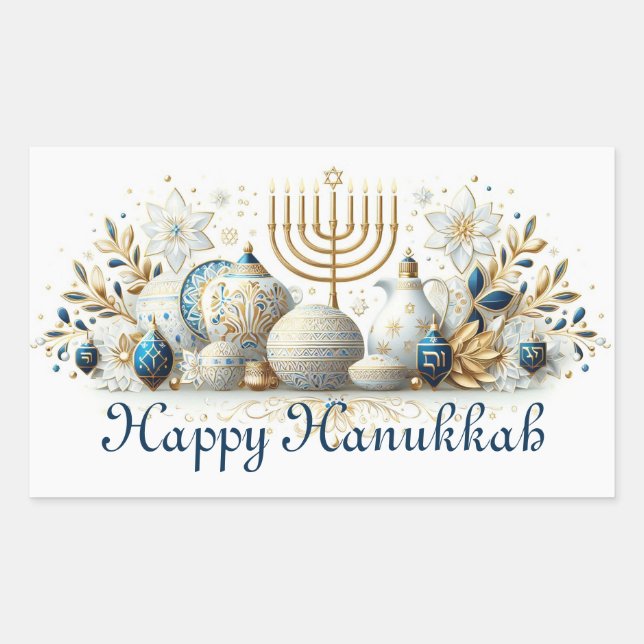 Adesivo Retangular Feliz Hanukkah (Frente)