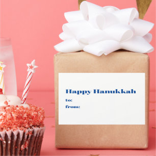 Adesivo Retangular Feliz Hanukkah de azul branco para o mínimo vazio