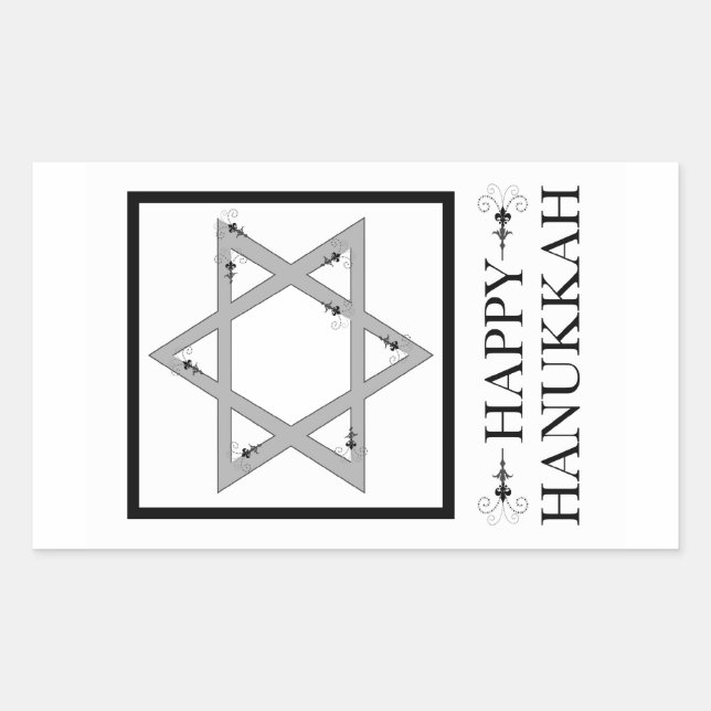 Adesivo Retangular feliz hanukkah (estrela do david elegance) (Frente)