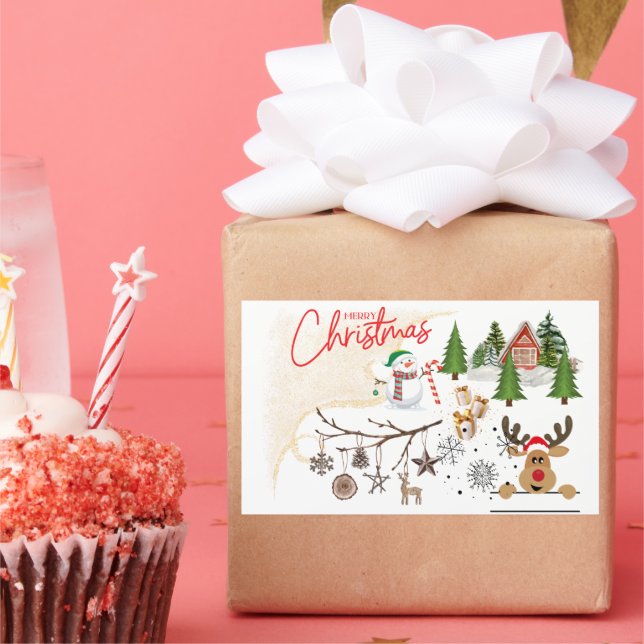 Adesivo Retangular Feliz Natal (Festa)