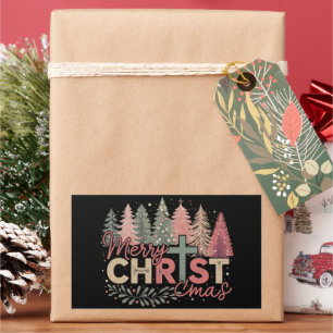 Adesivo Retangular Feliz Natal Cruz Fé Jesus História Cristã