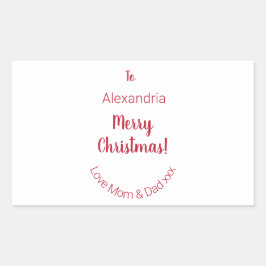 Adesivo Retangular Feliz Natal da mãe e Pai mínimo