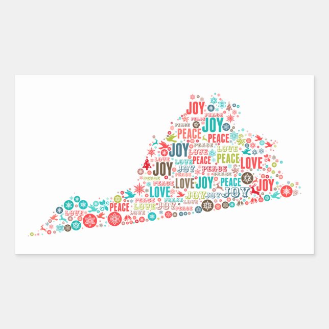 Adesivo Retangular Feliz Natal da Virgínia (Frente)