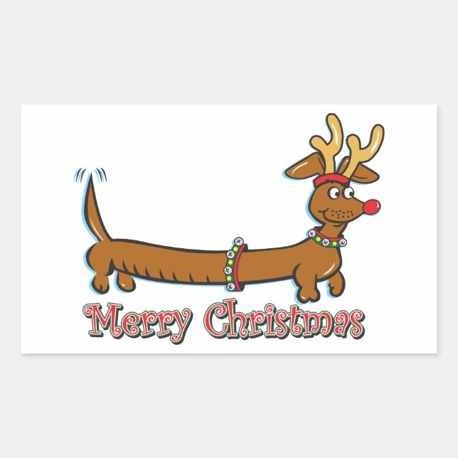 Adesivo Retangular Feliz Natal Dachshund (Frente)