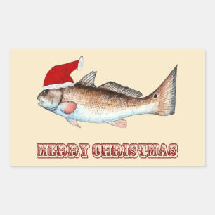 Adesivo Retangular Feliz Natal do papai noel dos salmonetess fora do